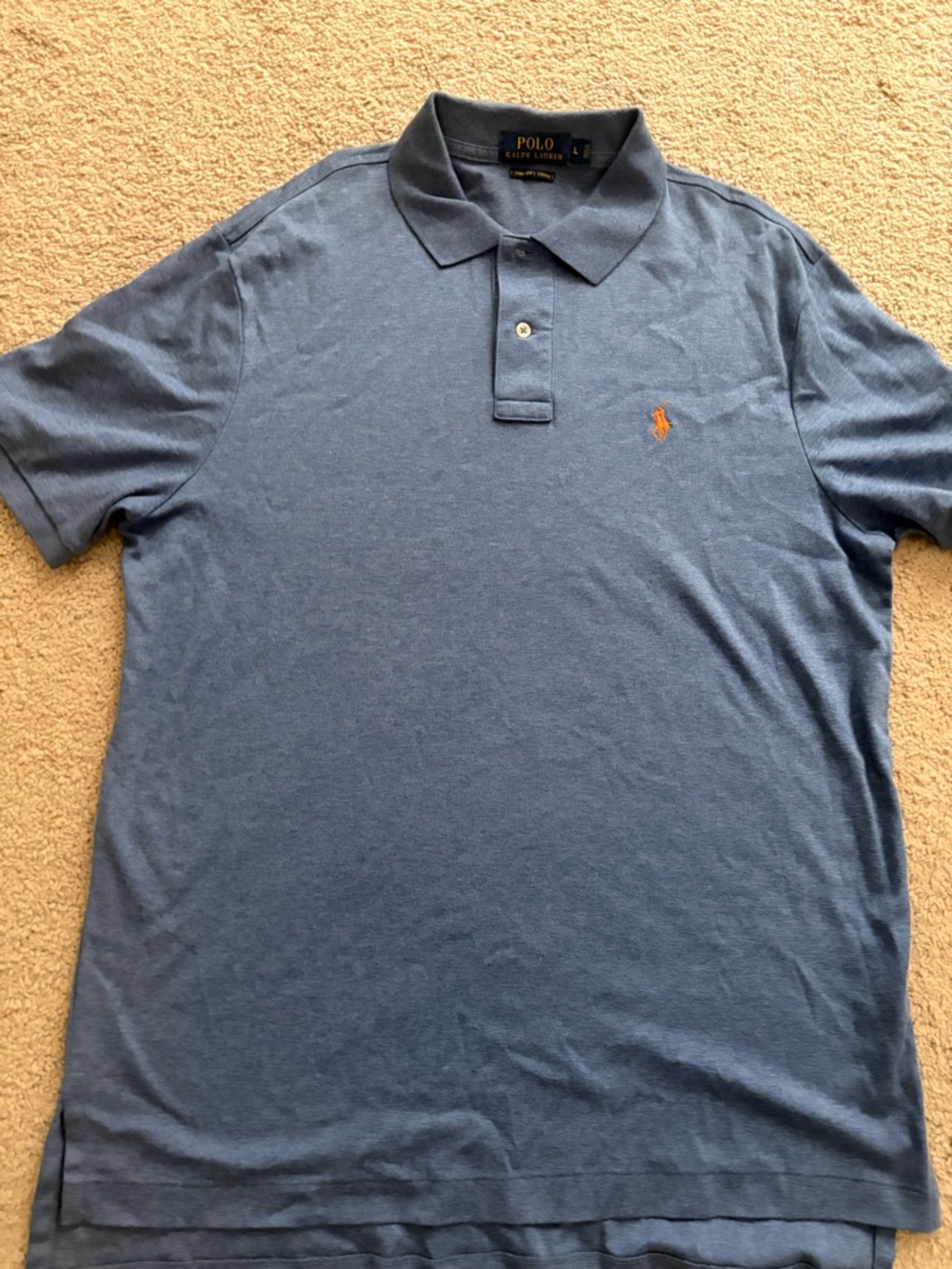 Ralph Lauren Polo Shirt in Dusty Blue with Orange Logo